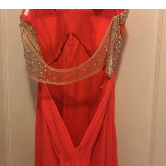 La Femme long formal coral gown prom dress - Picture 7 of 8